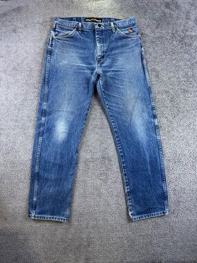 Wrangler FR 13 Original Flame Resistant Jeans Mens 35x32 Blue Denim FR13MWZ